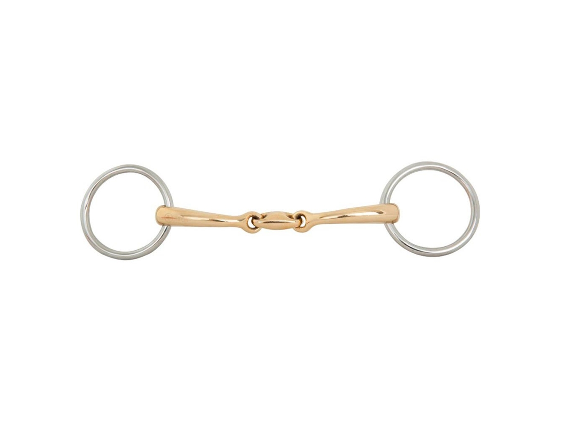 Anéis Soltos de Articulação Dupla Bradoon Soft Contact 10 Mm Argolas 50 Mm Brigadeiro Dourado 14.0 Cmbr