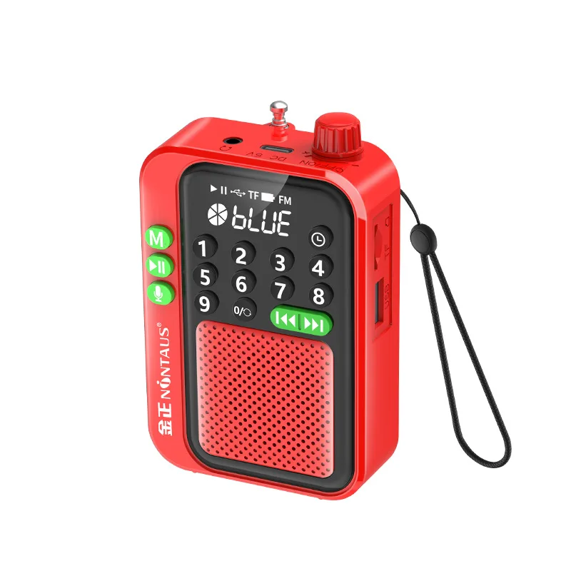 Mini Rádio Fm Alto falante Sensível Bluetooth Suporte Tf Cartão, Disco U, Reprodução de Música Mp3, Suporte de Gravação Hd MDUG (vermelho)