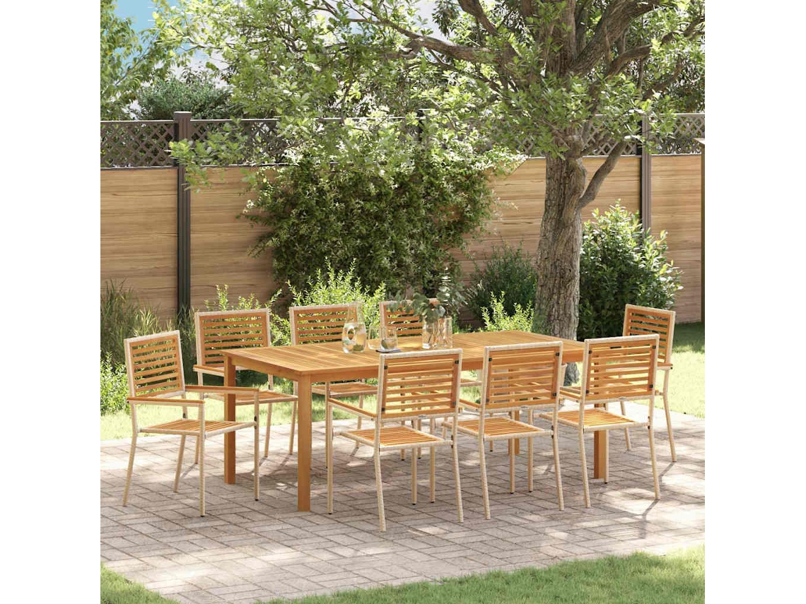 Vidaxl Conjunto De Jantar Para Jardim 9 Unid. Bege