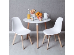 Conjunto Mesa Tower Redonda 80 Cm Branca E Pack 2 Cadeiras Kelen - Branco