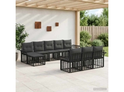 Vidaxl Conjunto De Sofás Para Exterior 10 Unid. Preto E Cinza Escuro