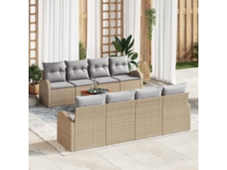 Vidaxl Conjunto De Sofá De Jardim 9 Unid. Bege E Cinza Claro Vime Pe