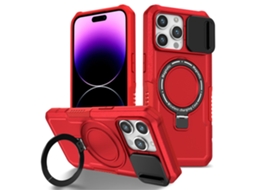 Suporte Casa Magsafe Para Iphone 15 Pro Pele Sintética Vermelho