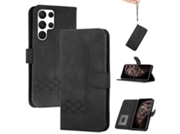 Capa De Celular Flip Em Couro Sintético Com Textura Cúbica Para Samsung Galaxy S23 Ultra 5g