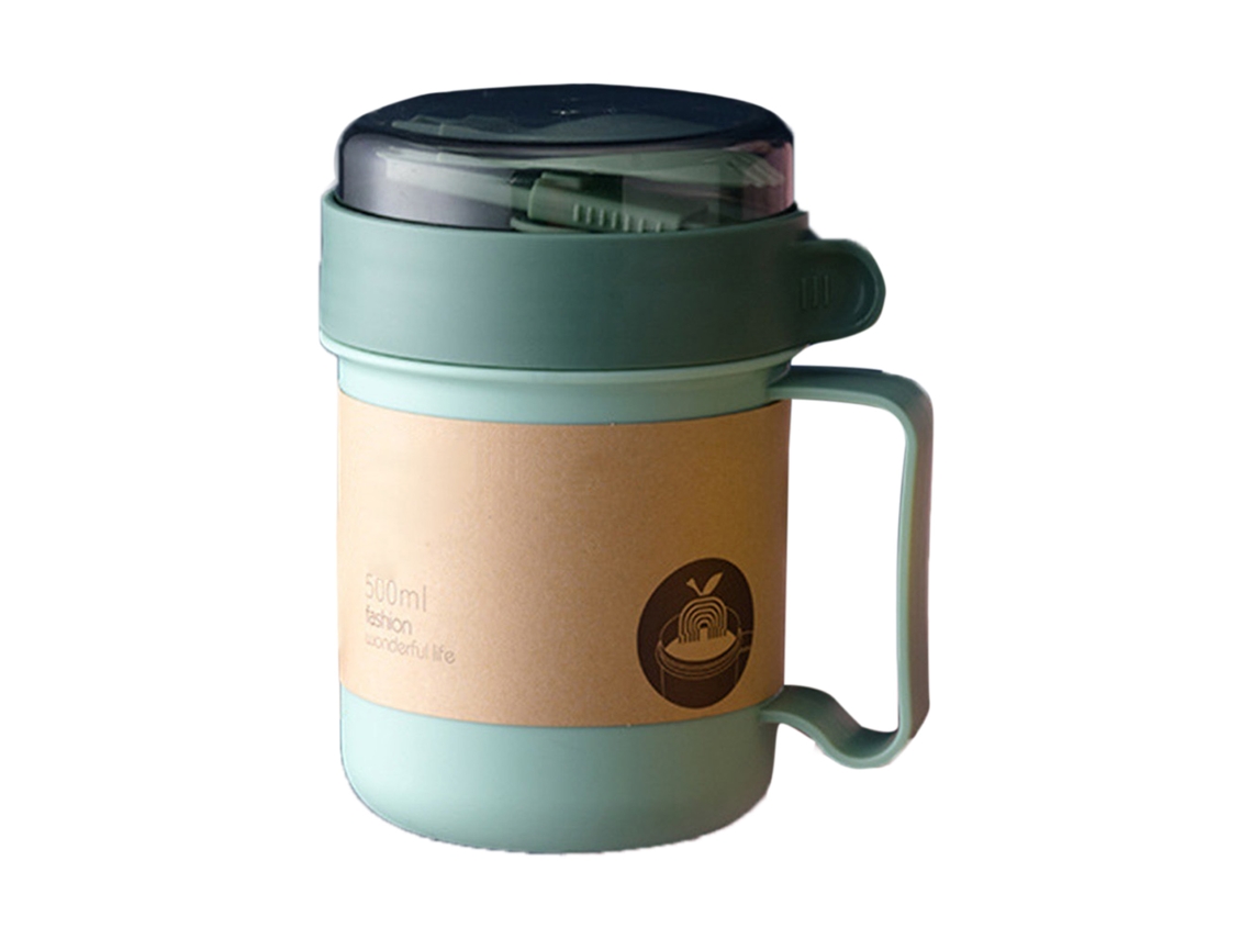 Caneca de Sopa Isolada 500ml com Tampa e Colher | S/MARCA