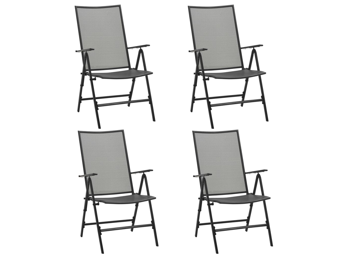 Cadeiras Em Rede Dobráveis 4 Pcs Aço Antracite Dkd Home Decor