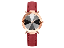 Relógio de Quartzo de Liga Feminino Estilo Casual Pulseira Ajustável Vermelho