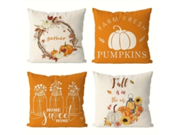 Capas de Almofada 45X45 Cm para Decoração de Outono Abóbora e Folhas de Bordo Conjunto de 4 NEVEANCE