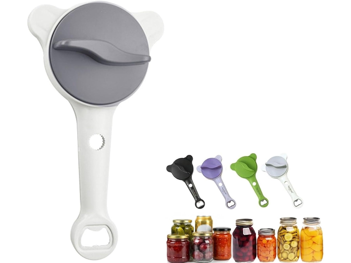 Abridor de potes para Fracas e Idosos, ajustável para potes de 2,5 a 9 cm, cinza Hexinyigjly