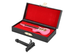 Miniatura Guitarra Decorativa Rosa 10cm Instrumento Musical
