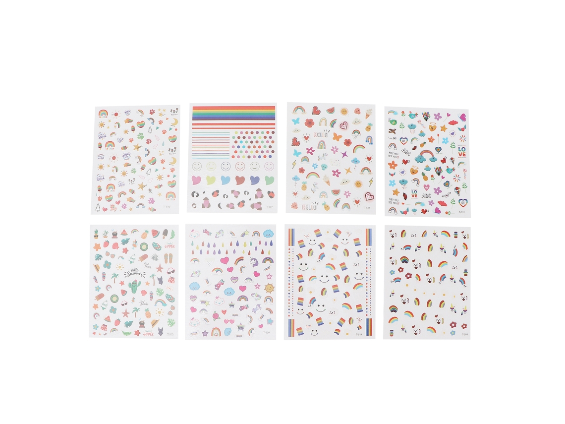 Calcomanías De Arte De Uñas Profesionales Autoadhesivas Diy Decoración De Manicura 8 Hojas