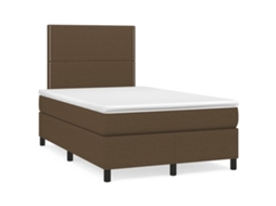 Vidaxl Cama Boxspring Com Colchão 120x190 Cm Tecido Castanho-escuro