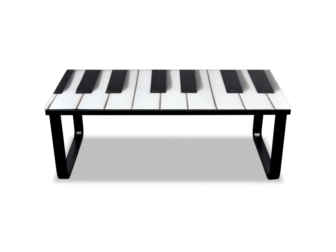 Mesa de Centro, Tampo de Vidro com Impressão de Piano MAISON EXCLUSIVE