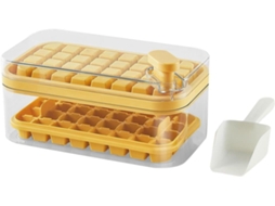 Forma De Gelo Grande Silicone Para 64 Cubos, Forma De Gelo Flexível E Reutilizável Para Congeladores Bebidas(amarela)