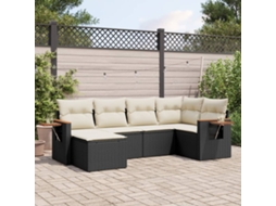Vidaxl 6 Pcs Conjunto Sofás De Jardim C/ Almofadões Vime Pe Preto