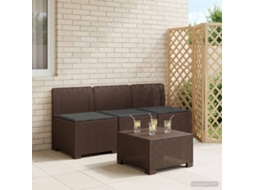 Vidaxl Sofá De Jardim 3 Lugares Com Almofadas Visual Rattan Pp