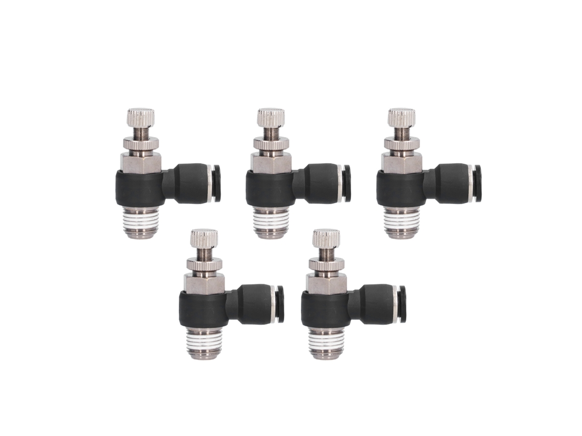 Válvula De Controle De Fluxo De Ar Elbow Com Roscas Macho E Conexão Rápida Para Compressores L Type