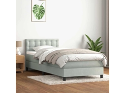Vidaxl Cama Com Molas/colchão Cinzento-claro 80x220 Cm Veludo