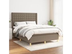 Vidaxl Cama Com Molas/colchão 140x200 Cm Tecido Castanho-acinzentado