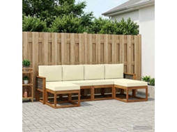 Vidaxl Conjunto De Sofás Para Exterior 6 Unid. Natural E Creme
