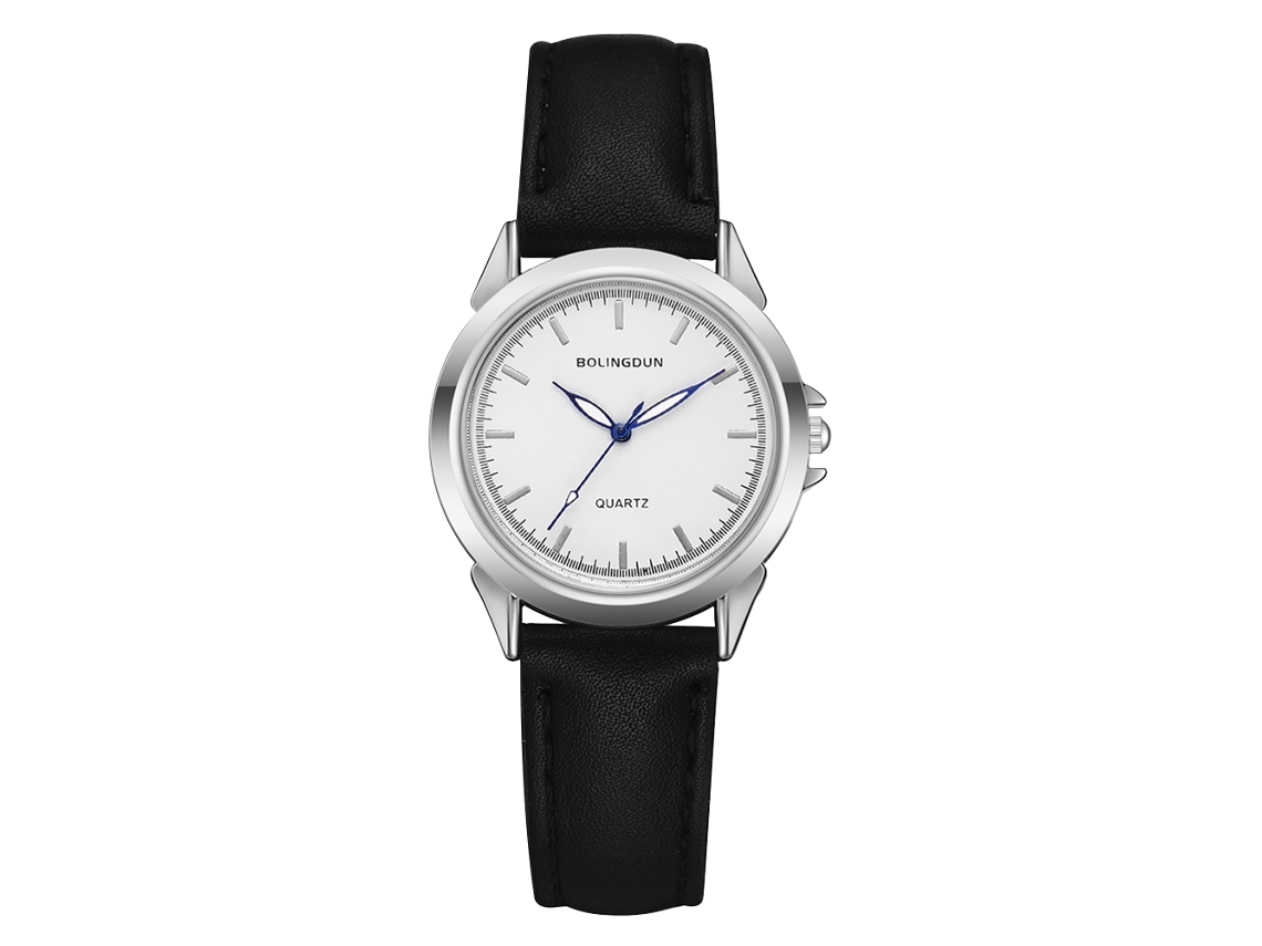 Reloj De Pulsera Unisex De Cuarzo Con Dial Redondo Y Punta Azul Plata Y Blanco Para Mujer