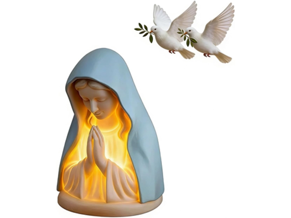Luminária Noturna Nossa Senhora Do Rosário Estátua Elegante De Mesa