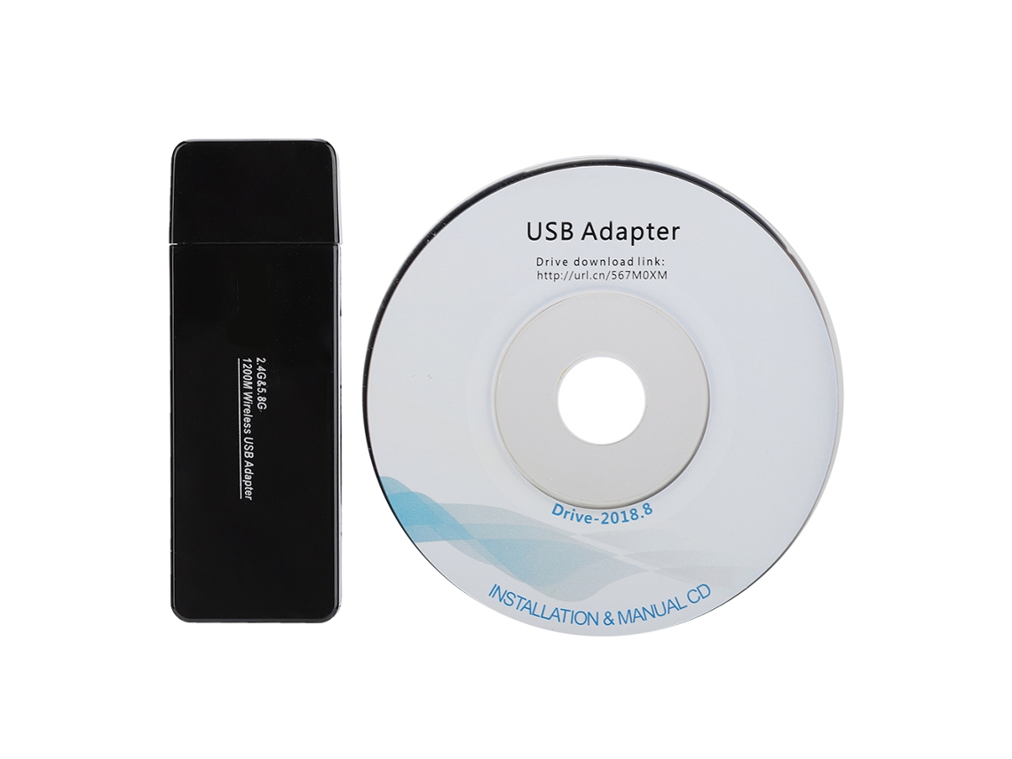 Placa de rede sem fio dual band 1200Mbps mini adaptador USB 3.0 com antena integrada | S/MARCA