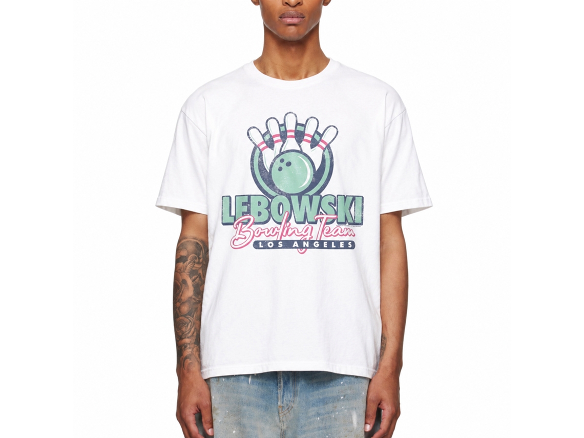 Rockinstone The Big Lebowski La Bowling Team White Adult T-shirt Size:s