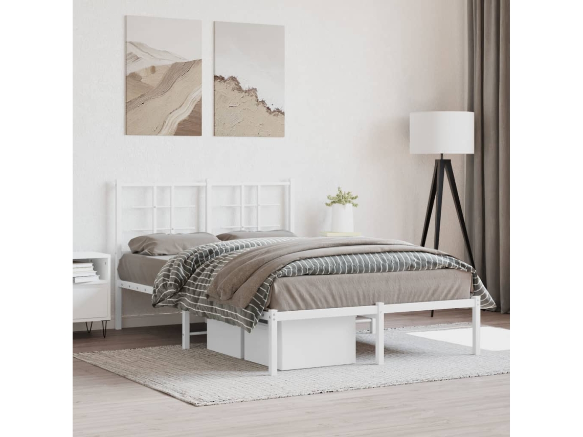 Estrutura De Cama Com Cabeceira 120x190 Cm Metal Branco