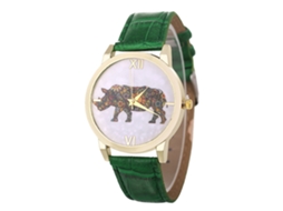 Relógio de pulso casual elegante com mecanismo de quartzo e pulseira de couro, ideal para estudantes e mulheres na cor verde.