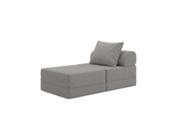 Sofá Modular 1 Lugar + Puff Convertível  Liso Cinza Escuro