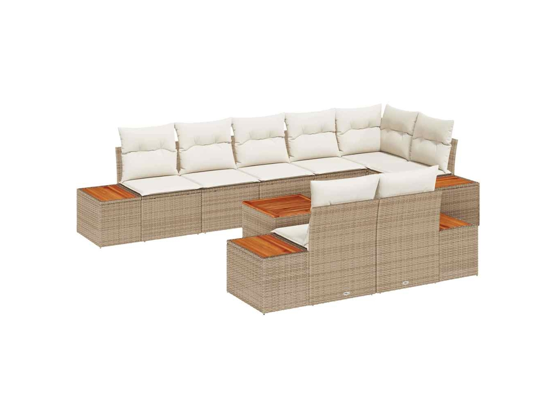 Maison Exclusive - Conjunto De Sofá De Jardim 8 Pcs Bege E Creme Polirattan
