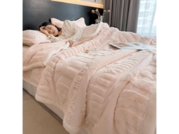 Manta de Lã Coral Quentinha para Outono e Inverno Veludo Jacquard com Letras Macia Felpuda, Macio, Quente, Ide