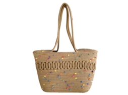 Bolsa de Palha Tecida Papiro com Design Simples e Grande Capacidade para Viagens e Praia