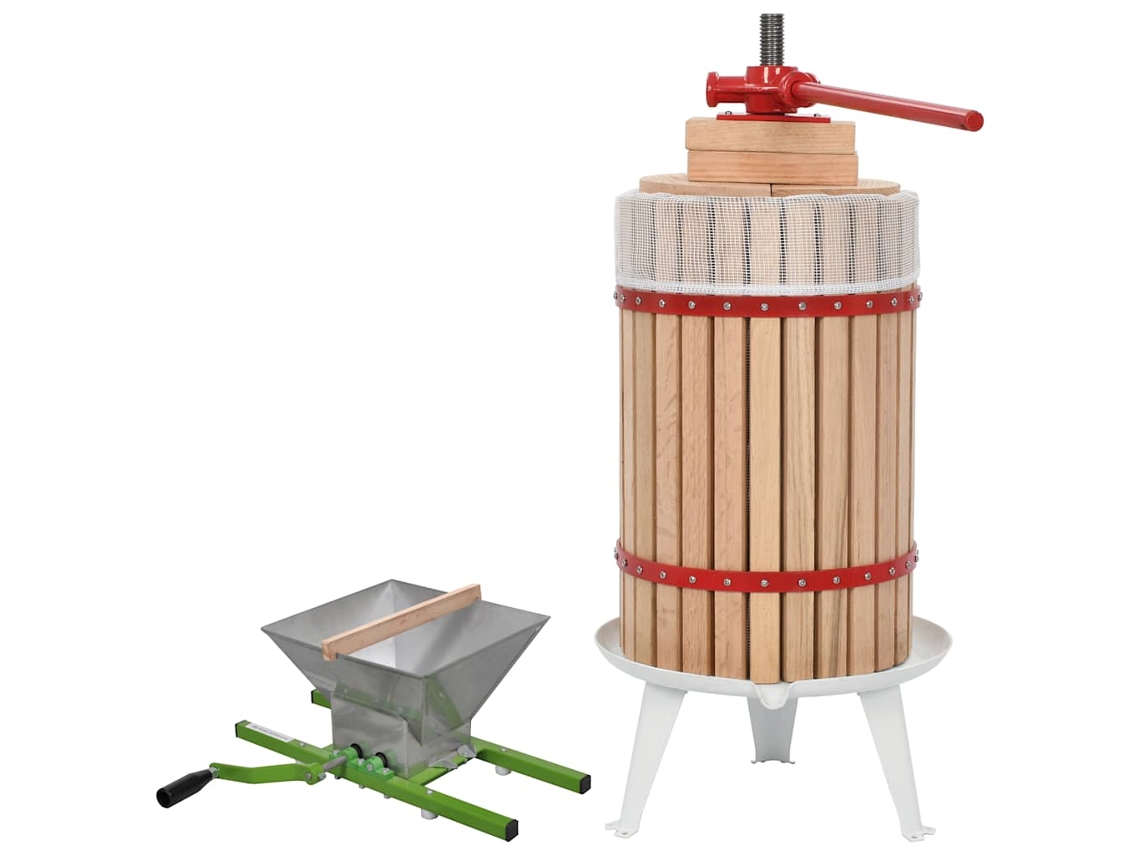 Vidaxl 2 Pcs Conjunto De Prensa E Triturador De Fruta E Vinho