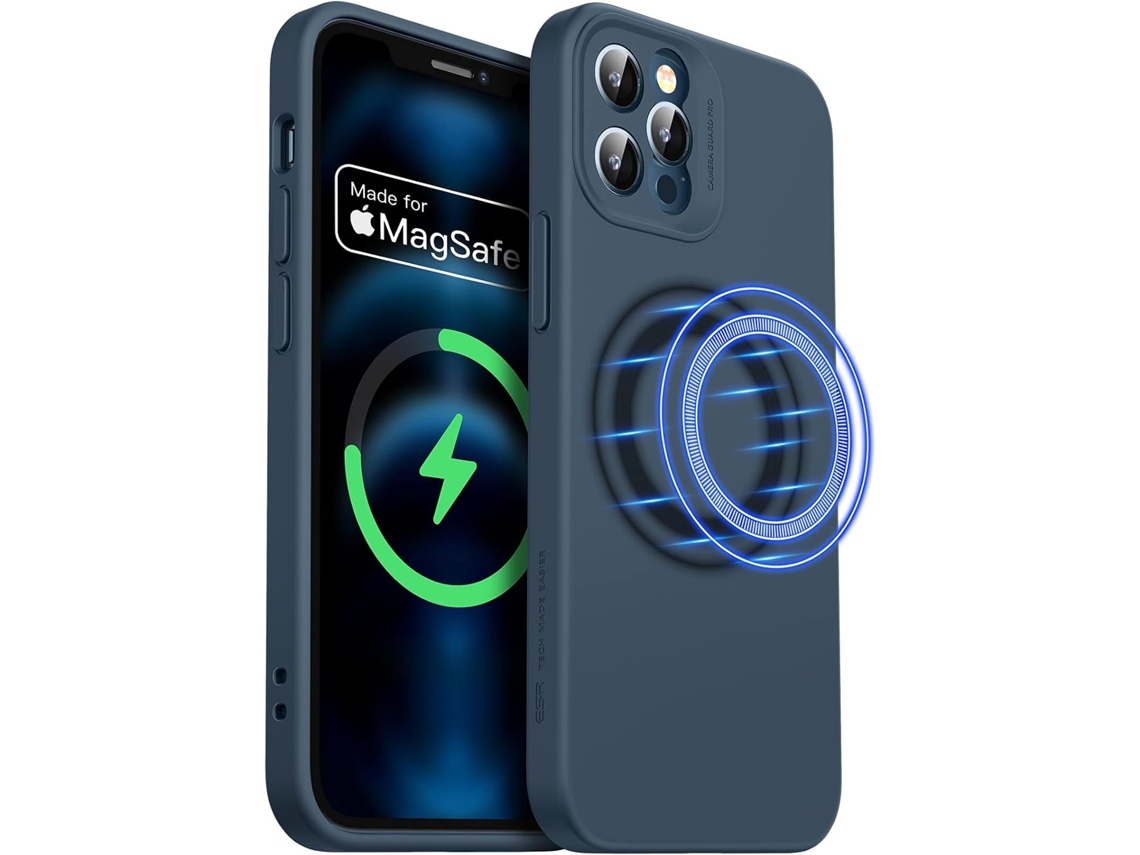 Lente para Telefone Magsafe Proteção Híbrida para iPhone 12 Pro HONGWE. Silicone Líquido Textura Macia Azul