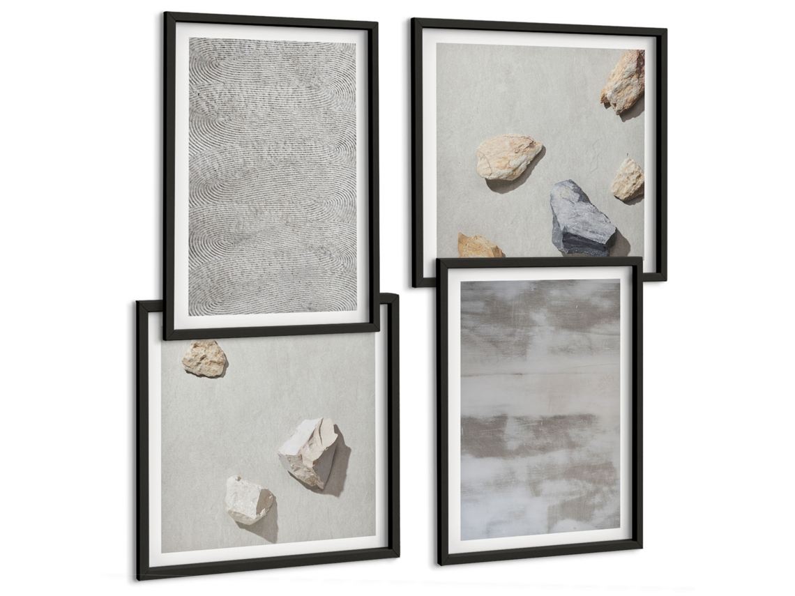 Composição De Quadros Texturas Modernas Minimalistas Espelharte (4 Peças)