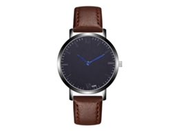 Reloj Hombre De Cuarzo Con Cinturón De Aleación Dial Redondo Moda Empresarial Café Oscuro