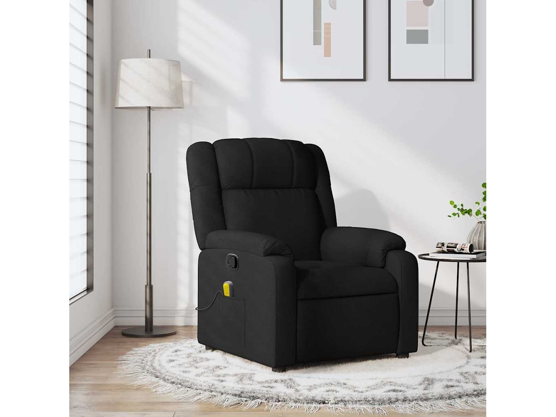 Vidaxl Poltrona De Massagem Reclinável Em Tecido Preto