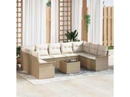Vidaxl Conjunto De Sofá De Jardim 10 Unid. Castanho Vime Pe