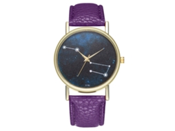 Reloj De Pulsera De Cuarzo Zhoulianfa Unisex Con Correa De Cuero Pu Dial Redondo Morado