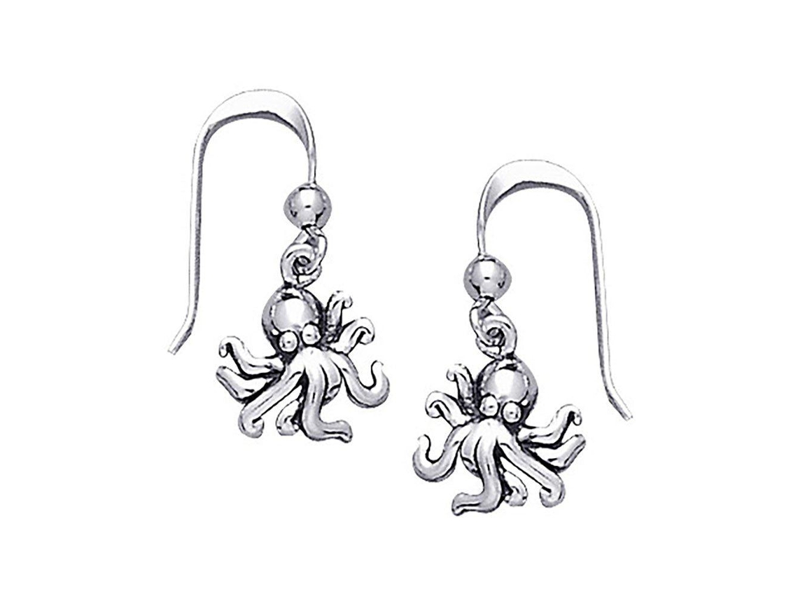 Dive Silver Octopus Long Hook Earring