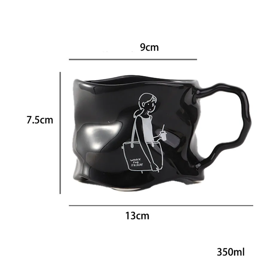 301 400ml) uma Caneca de Cerâmica Criativa, com Design Irregular e Estilo Rústico, Ideal para Casais. MDUG (casal (preto)