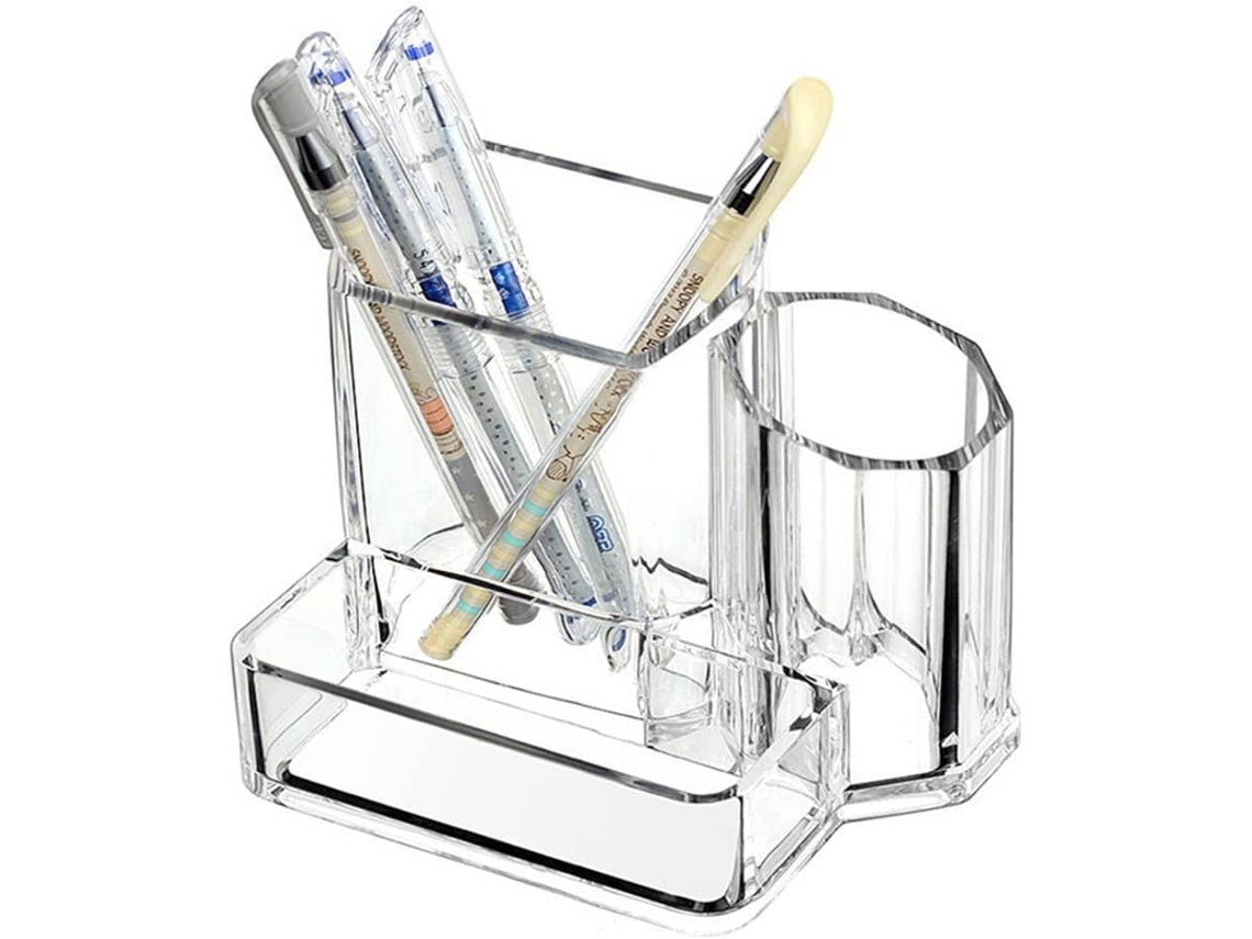 Organizador de Acrílico para Materiais de Escritório, Carrinho de Mesa com 3 Compartimentos BRILVIBERA