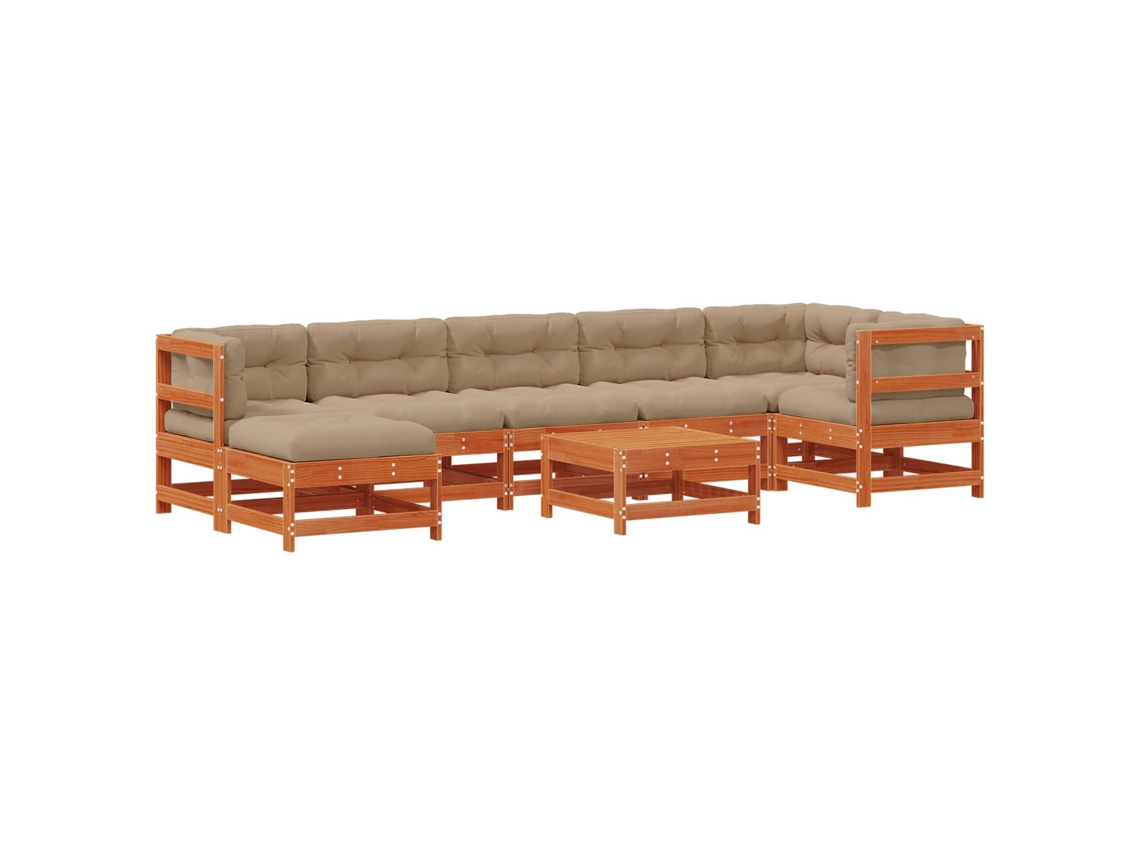 Maison Exclusive - Conjunto De Lounge De Jardim 8 Pcs Castanho Encerado