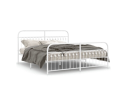 Bed Frame, Bed Frames Vidaxl Branco Aço (183 X 203 Cm)
