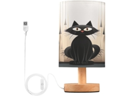 Abajur De Cabeceira Fofo Em Formato Gato Preto Para Quarto, Luminária De Cabeceira Led, Luminária De Leitura Com Cúpula