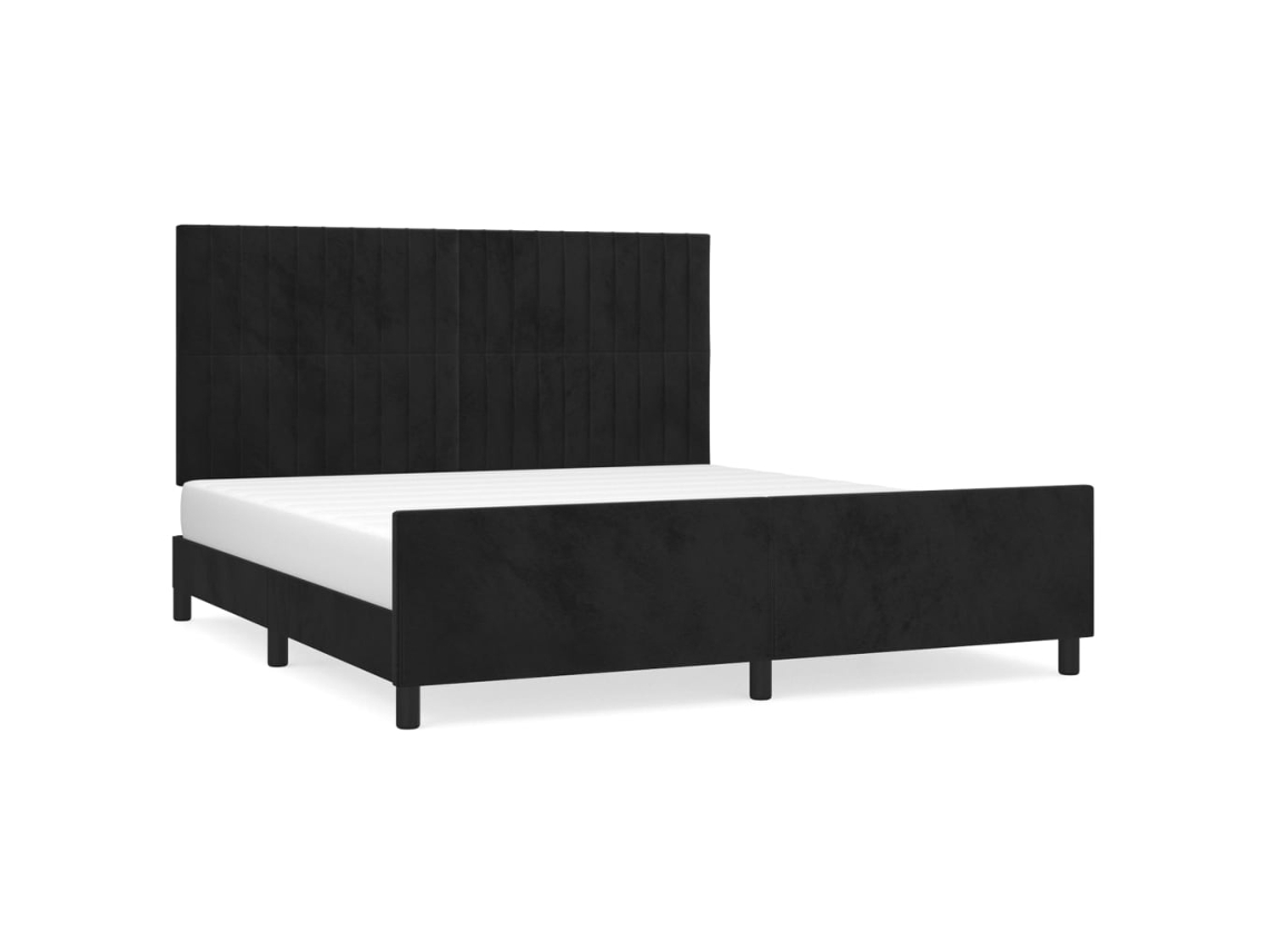 Bed Frame With Headboard, Bed Frames With Headboards Vidaxl Preto Veludo (180 X 200 Cm)
