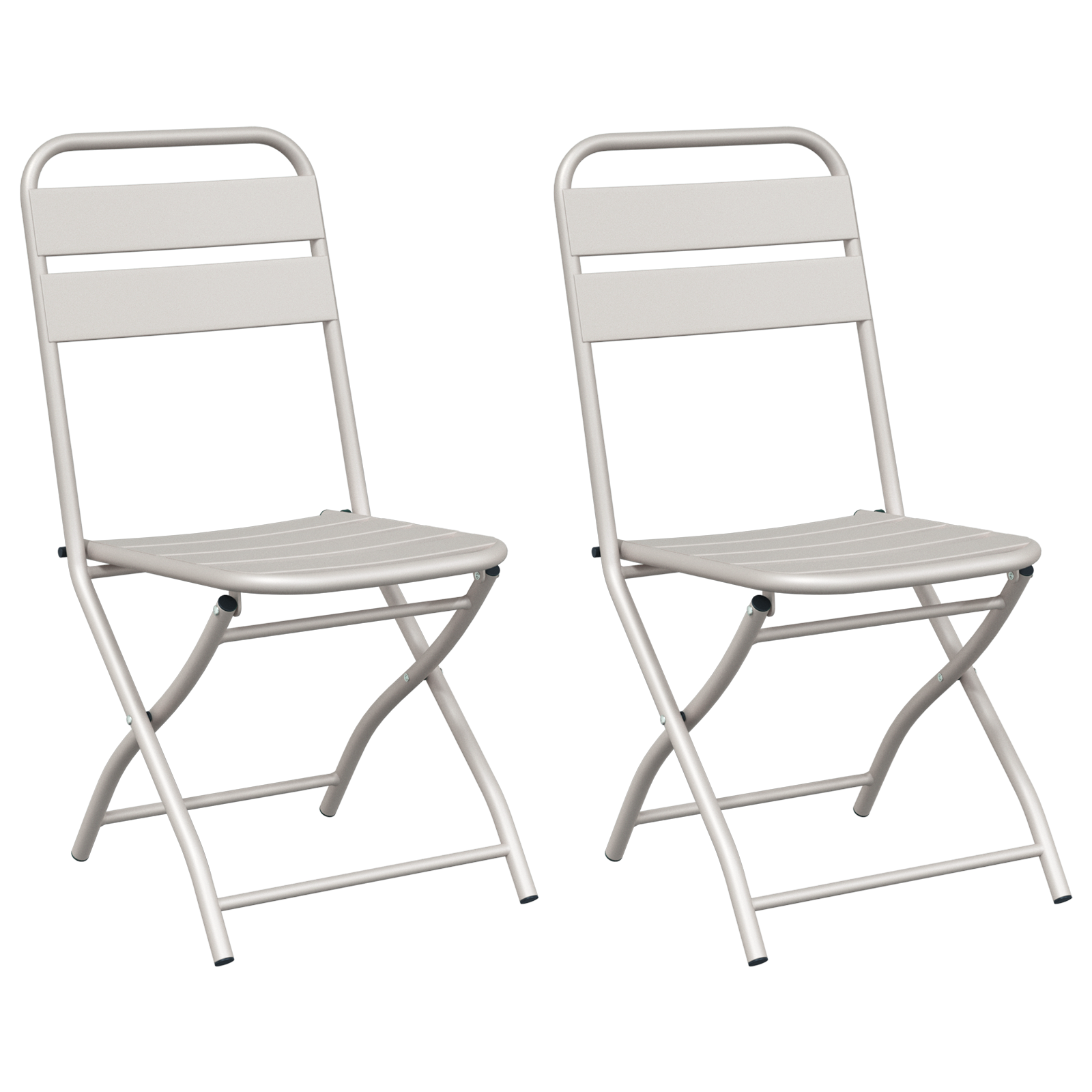 Conjunto 2 Cadeira De Jardim Vidaxl Bege Aço Revestido A Pó (42 X 52 X 82cm)