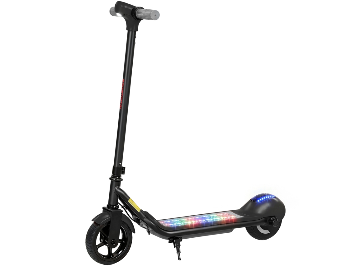 Patinete Elétrico 6-14 Anos, Tela Led, Luzes Rgb, Pneus 6.5", 10km/h, Partida Impulso, Preto